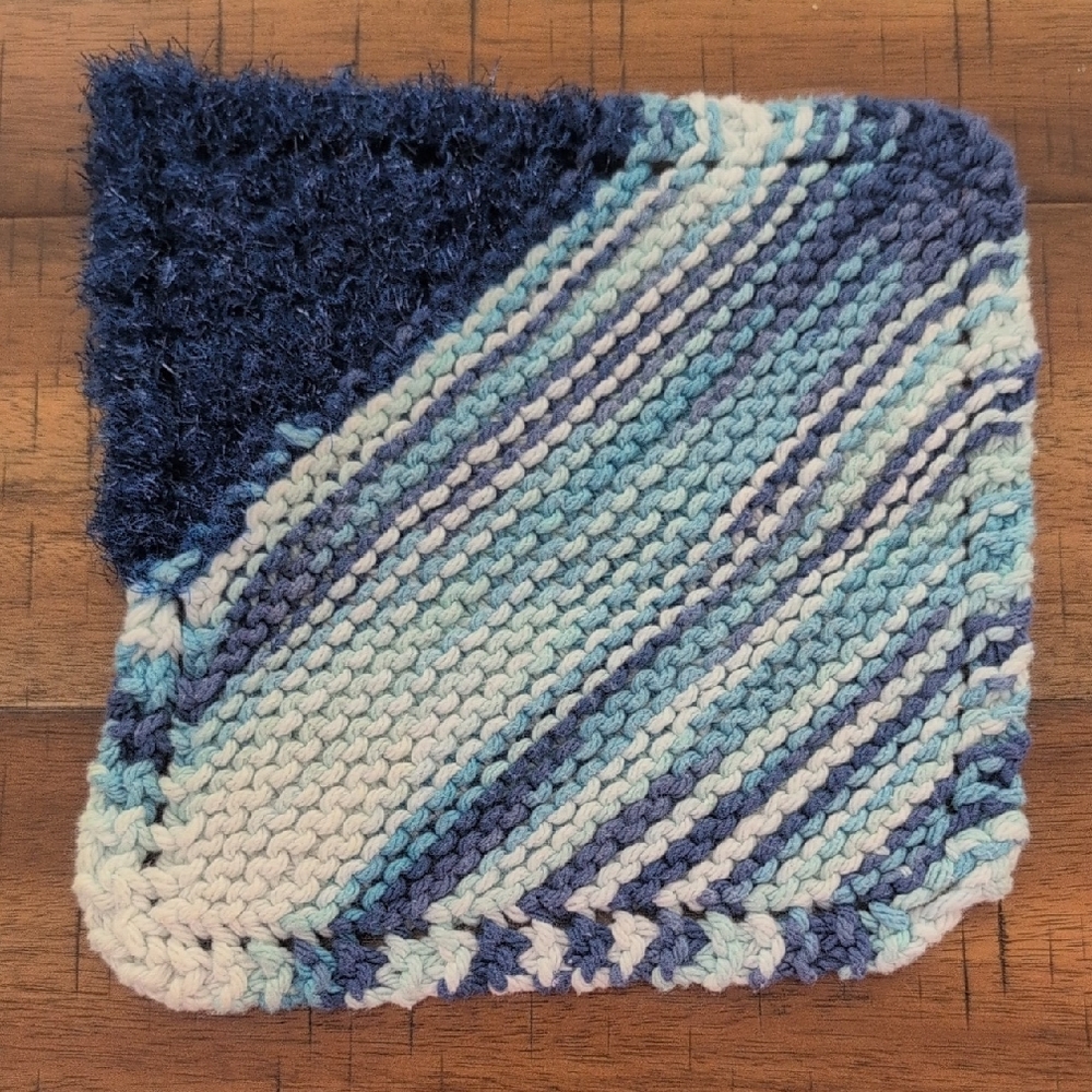 Blue and White Knitted Kitchen Cloth